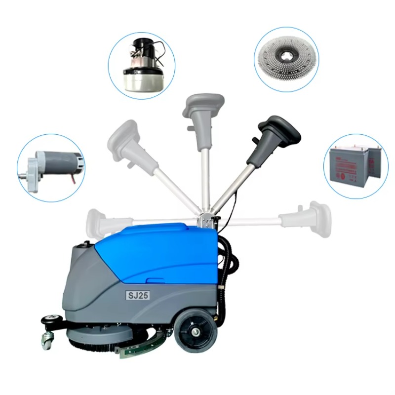 Industrial Floor Scrubber - SJ 25 Klappbarer Griff Batteriebetriebene Bodenreinigungsmaschine